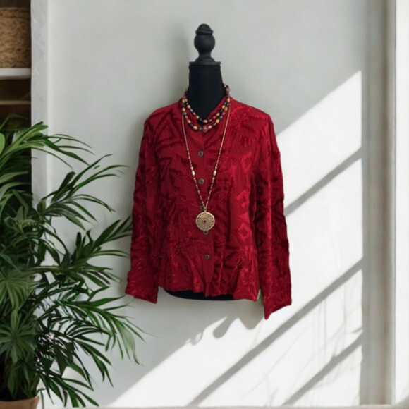 Chico's Vibrant Red Blouse - Picture 1 of 7